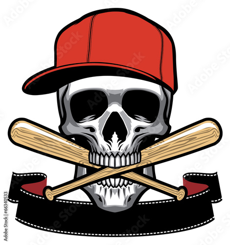 skull bite a baseball bat