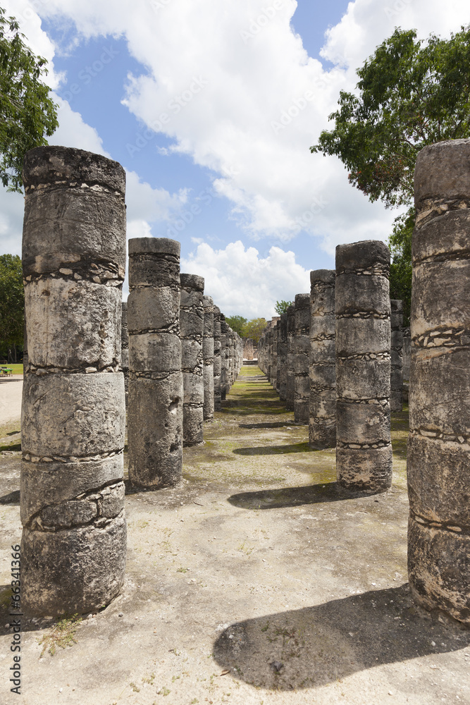 Columns in the Temple of a Thousand Warriors, Mexico