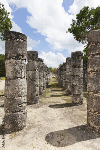 Columns in the Temple of a Thousand Warriors, Mexico