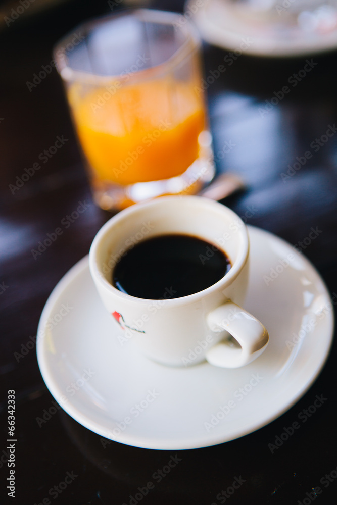 Cup of coffe and orange juice Cup of coffe and orange juice