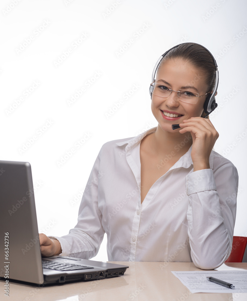 Businesswoman talking on the phone,operator Businesswoman talking on the phone,operator