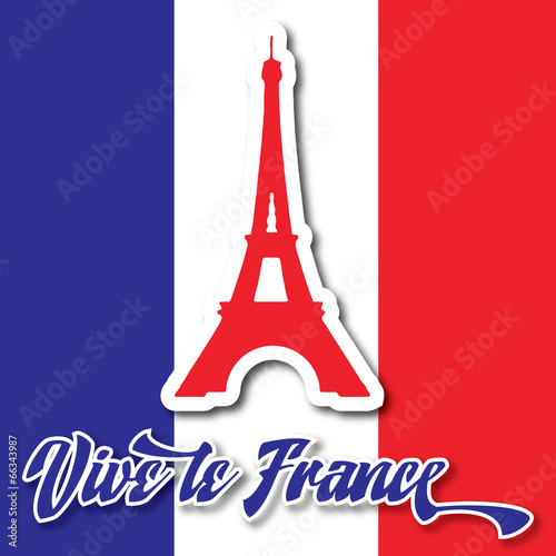 Eiffel Tower Sticker Bastille Day Card photo