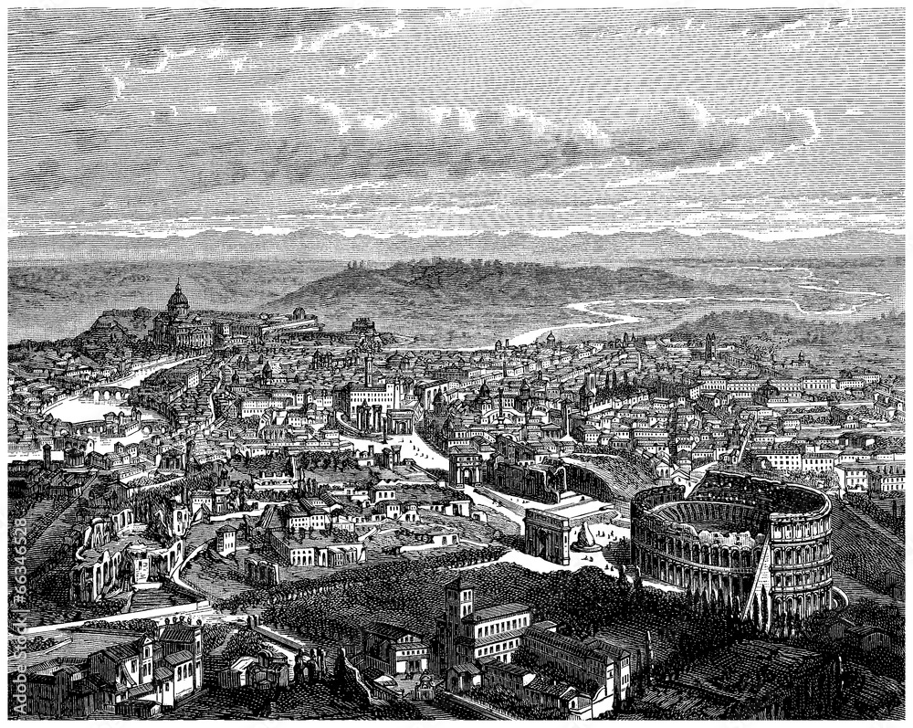 Fototapeta premium Panorama : Rome - View end 19th century