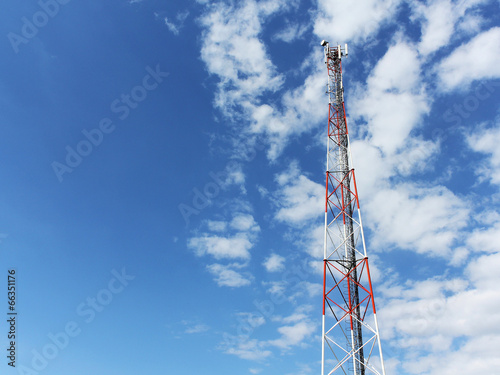 communication tower against blue sky