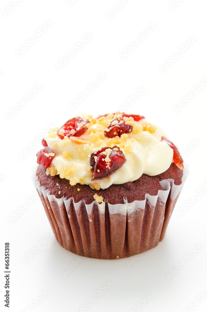 Red cupcake velvet isolated white background Red cupcake velvet isolated white background
