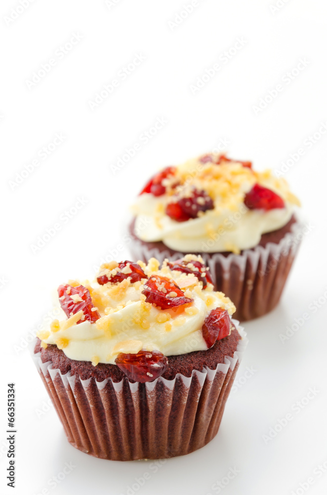 Red cupcake velvet isolated white background Red cupcake velvet isolated white background