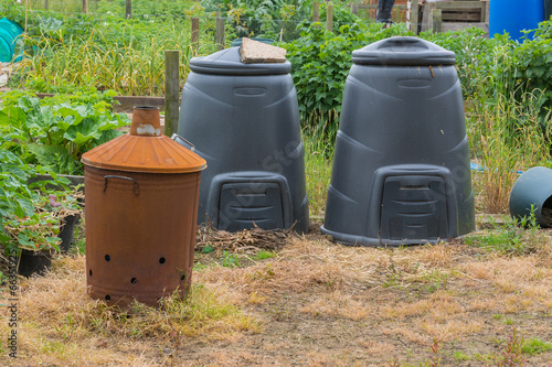 Garden incinerator and black compost bins