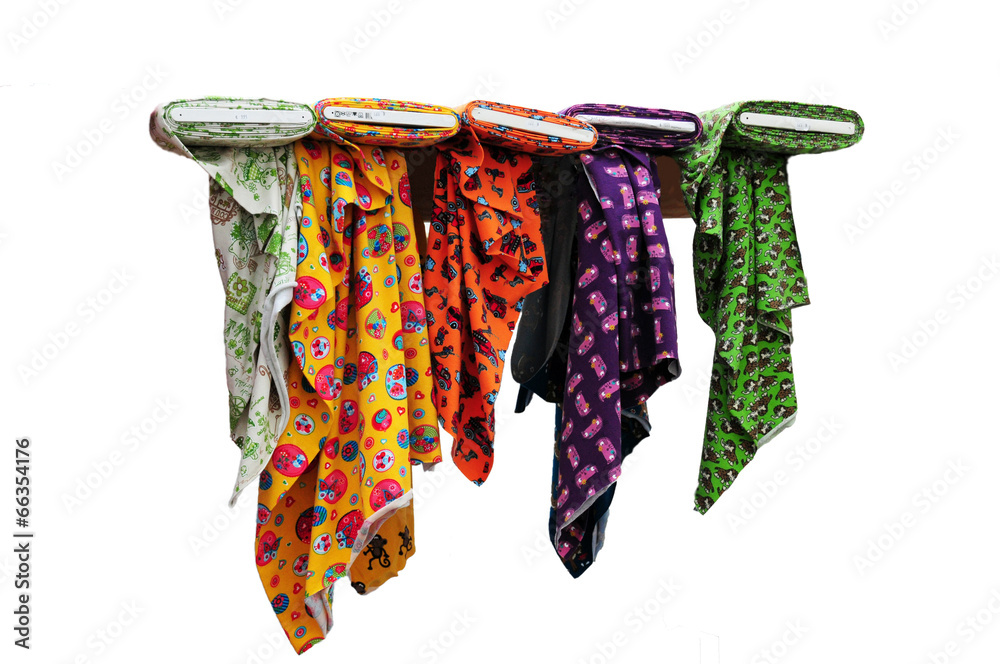 bunte, gemusterte Stoffballen bunte, gemusterte Stoffballen