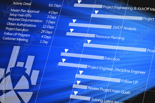 Project plan detail on digital display