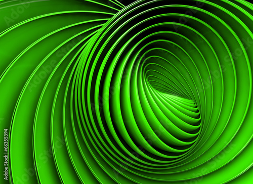 Abstract 3d spiral or twirl in green toned