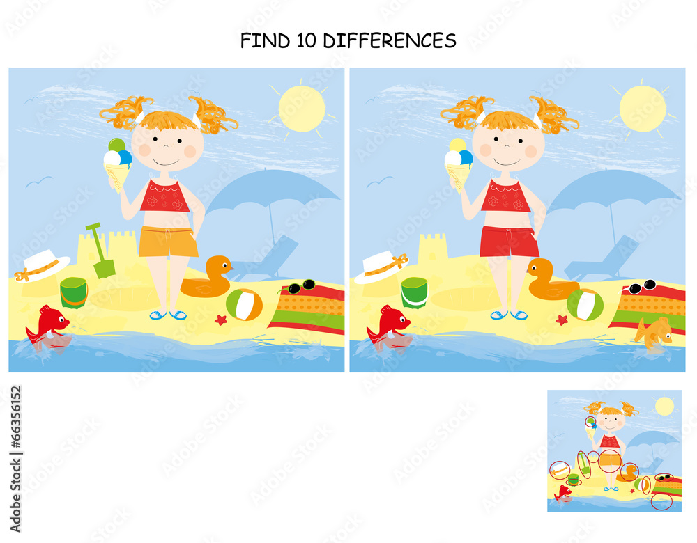 find 10 differences - summer / little girl