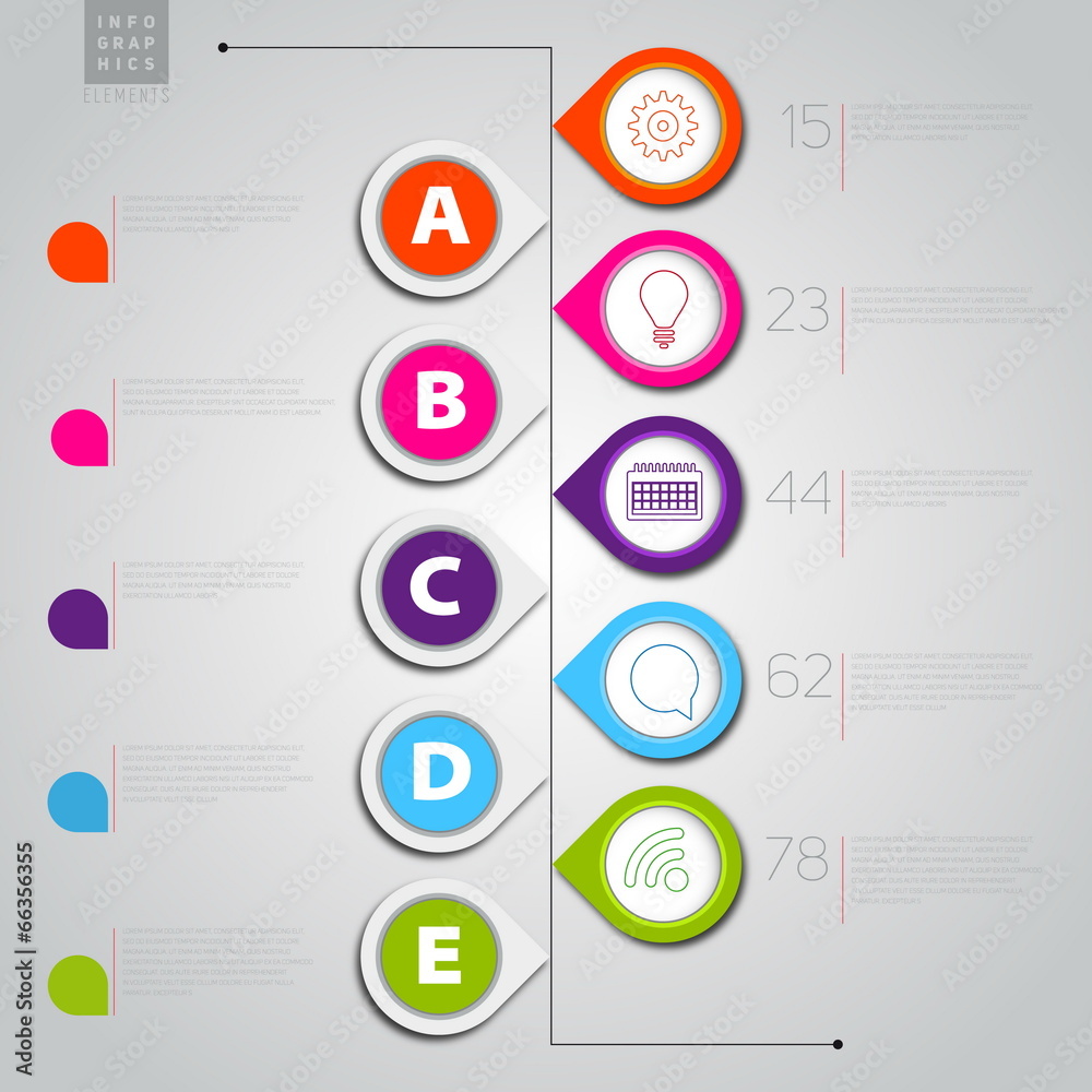 Infographic template with pointers and icons - vector illustrati