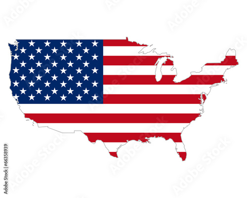 Karte und Fahne der USA