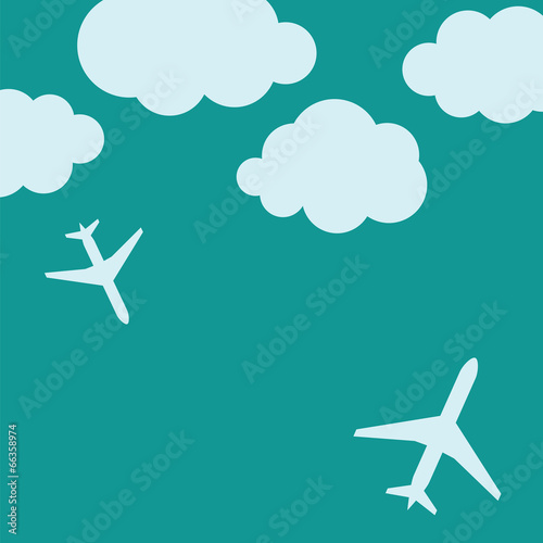 Abstract background with airplanes and clouds