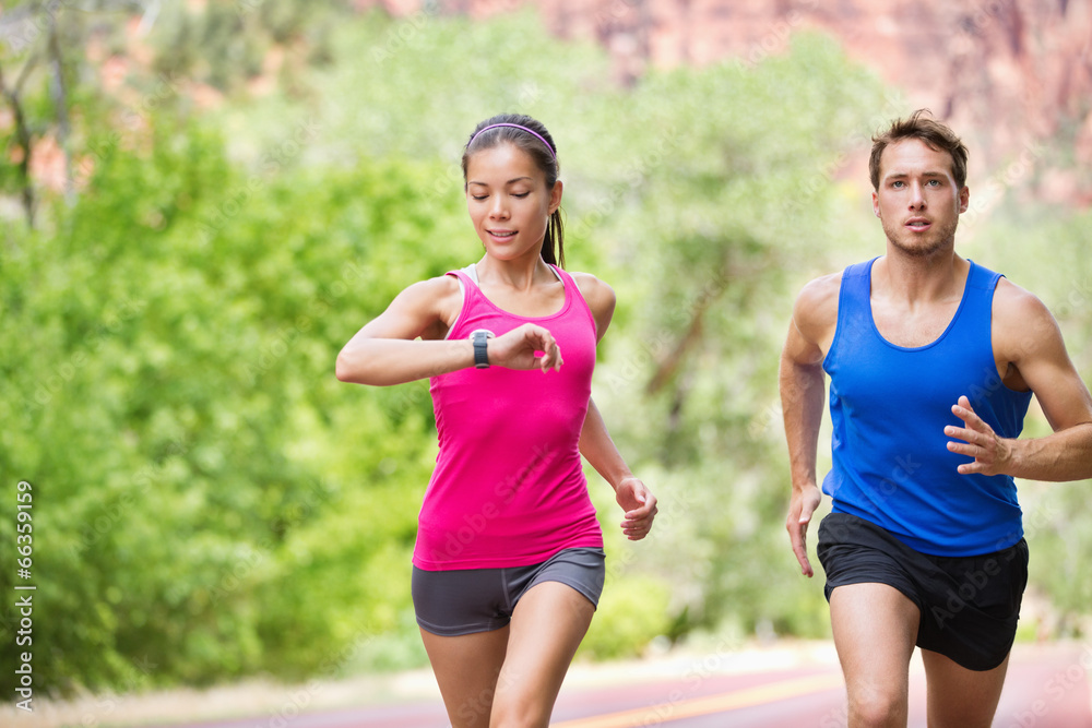 Sport - running fitness mixed couple training Sport - running fitness mixed couple training