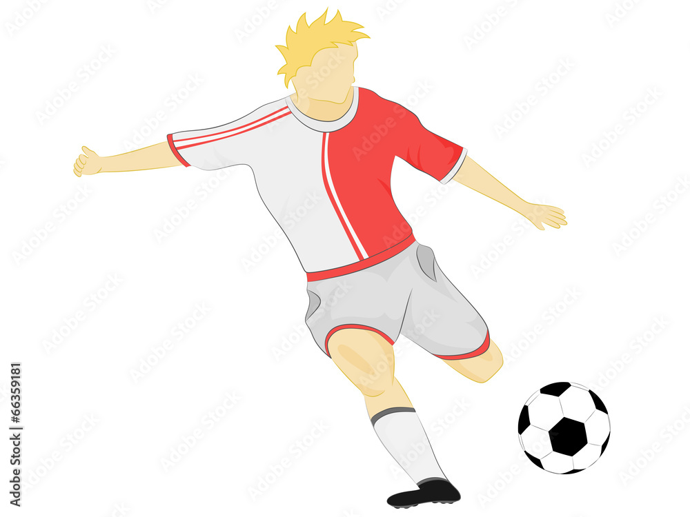isolated red dress soccer player shooting vector