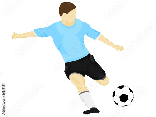 isolated blue dress soccer player shooting vector