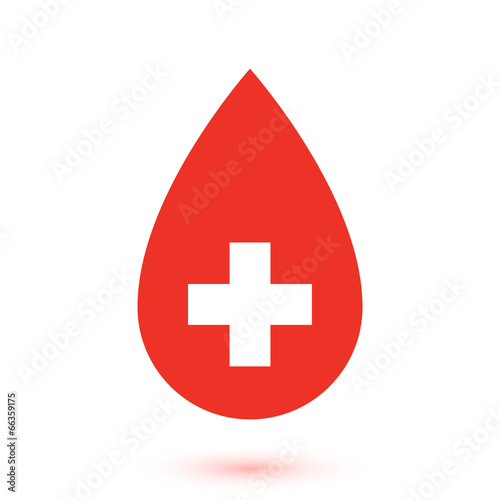 Abstract flat red drop with white cross inside
