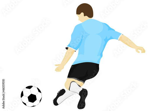 isolated blue dress football player shooting vector