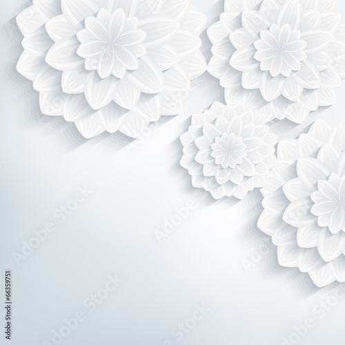 Floral abstract elegant background with 3d flowers
