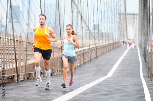 Runners couple running in New York