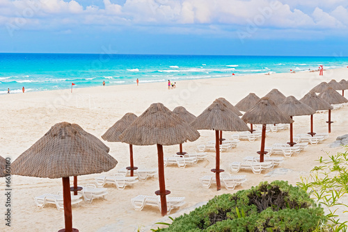 Beach on Caribbean sea in Cancun  Mexico