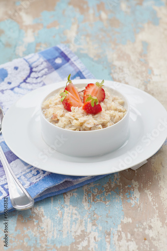 Outmeal porridge with strawberry c photo