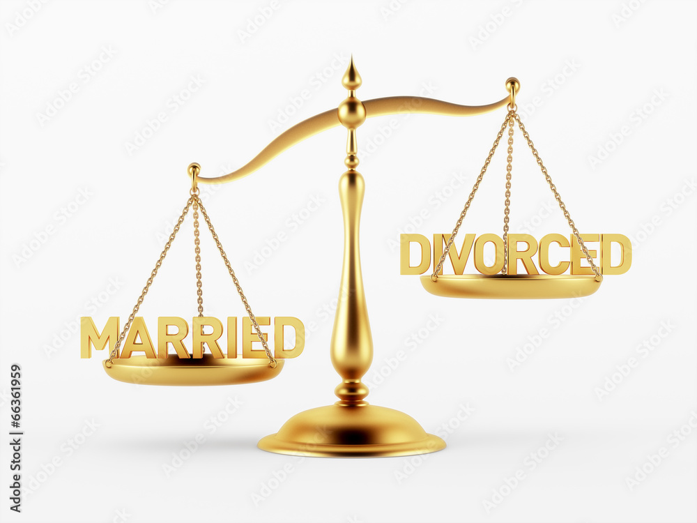 Married and Divorced Justice Scale Concept Married and Divorced Justice Scale Concept
