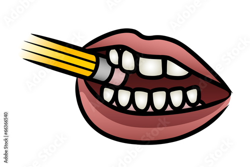 Mouth Biting A Pencil