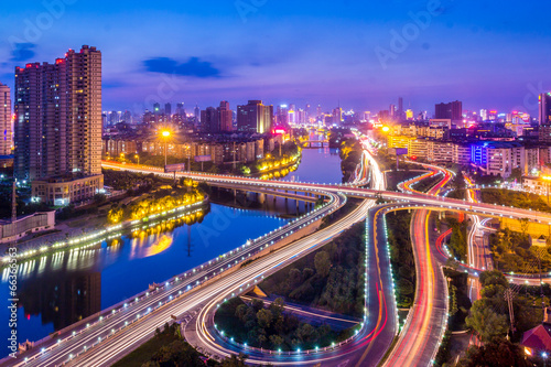 Modern city, a busy overpass