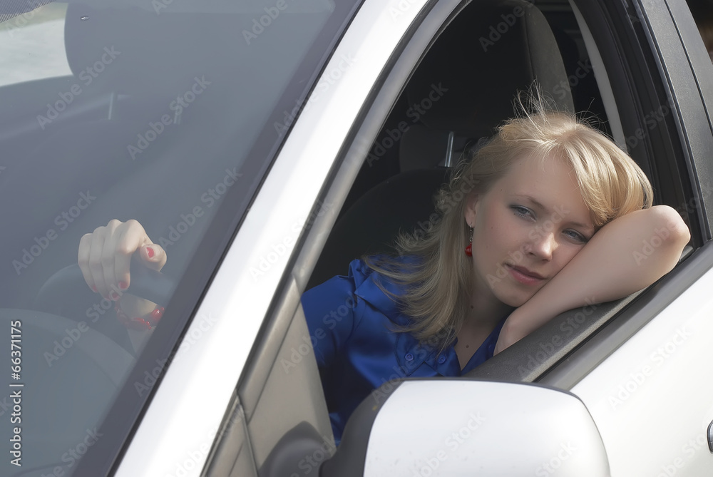 Resting girl after driving