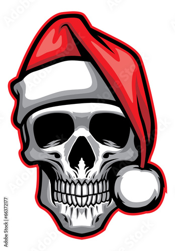 skull wearing santa claus hat