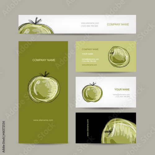 Set of business cards design, apple sketch