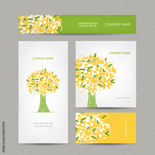 Business cards collection, floral bouquet design