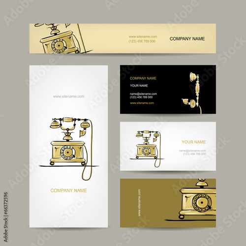 Retro telephone, set of business cards for your design