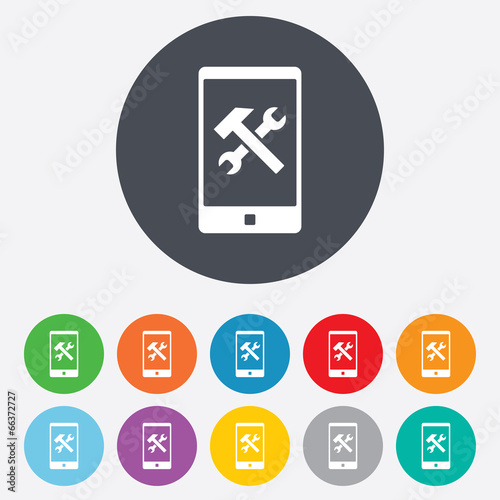 Free Download Smartphone repair sign icon. Service symbol. - GFXLoad