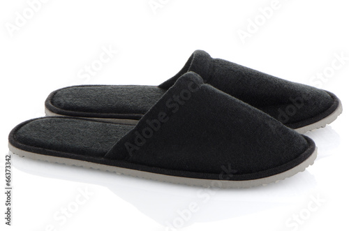 Canvas Print A pair of grey slippers