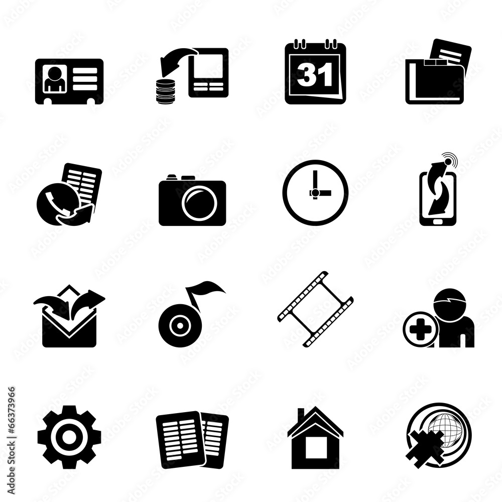Silhouette Mobile phone menu icons Silhouette Mobile phone menu icons