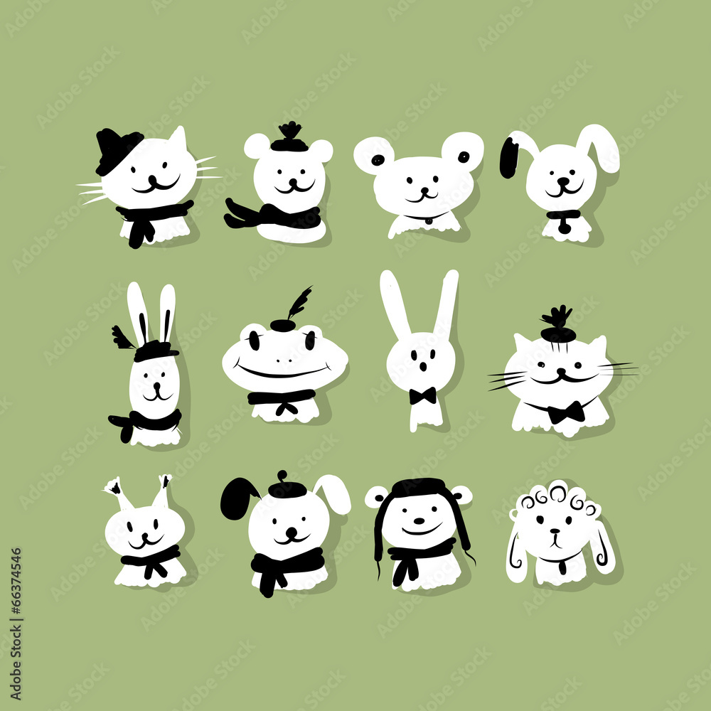 Set of funny animals for your design Set of funny animals for your design