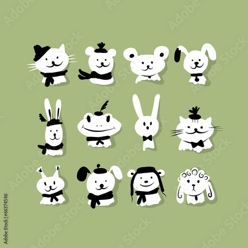 Set of funny animals for your design © Kudryashka