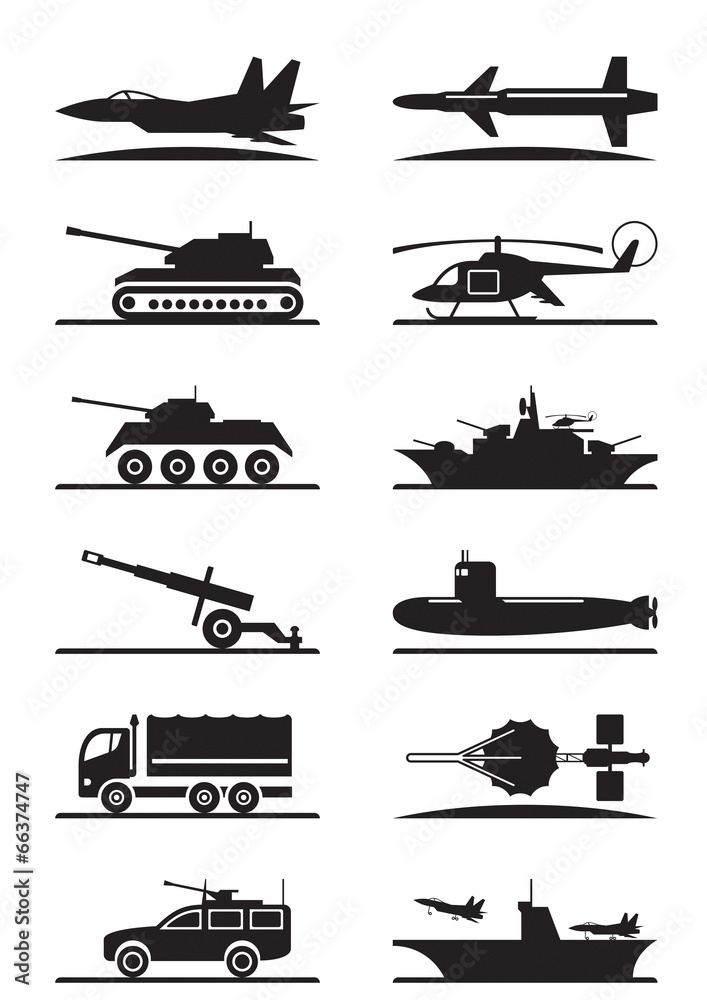 Military equipment icon set - vector illustration