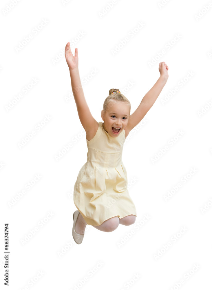 attractive girl in flight from happiness on a white background attractive girl in flight from happiness on a white background