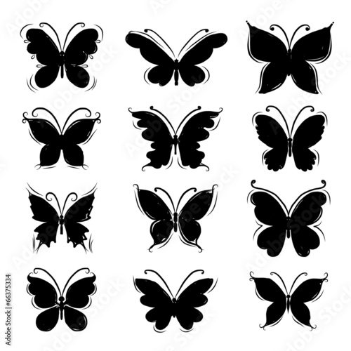 Set of butterfly silhouettes for your design