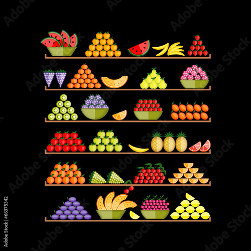 Shelves with fruits for your design
