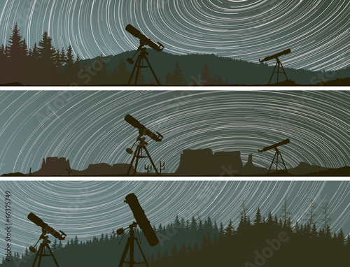Horizontal banners of stars trace circles on the sky over the fo