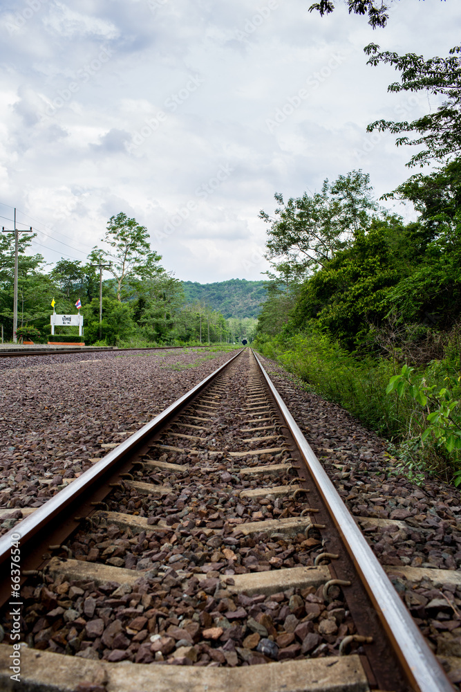 The rural train station in somwhere of Thailand