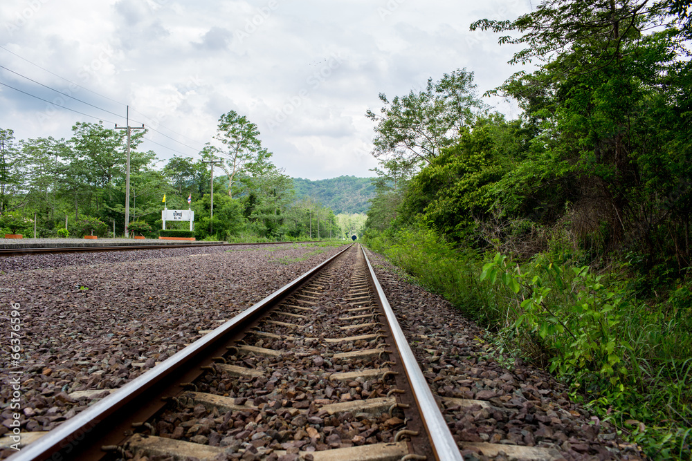 Fototapeta premium The rural train station in somwhere of Thailand
