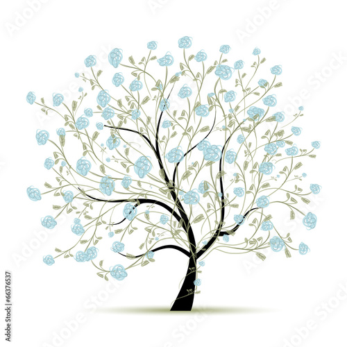 Spring tree with flowers for your design