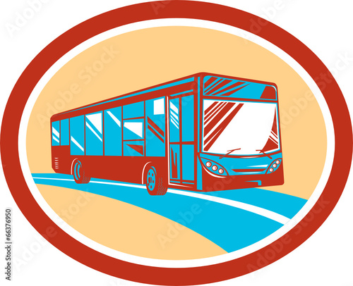 Tourist Coach Shuttle Bus Oval Retro