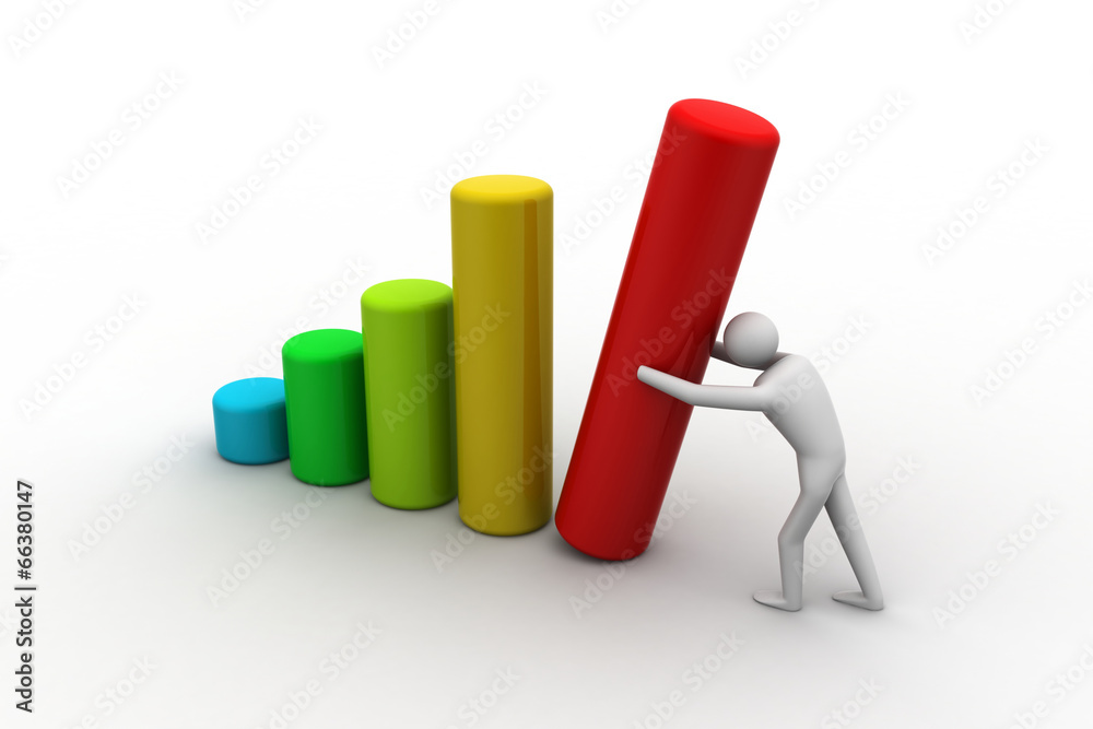 Business man pushing graph chart Business man pushing graph chart